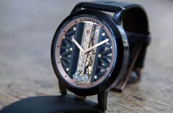 The sophisticated movement could be viewed clearly through the skeletonized dial.